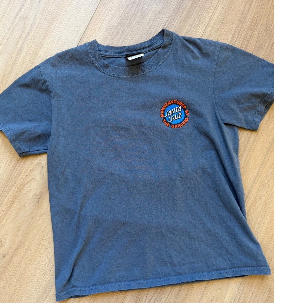 Santa Cruz Skateboards Youth T-Shirt Blue Dot Logo Graphic Tee Size Medium